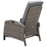 Outsunny® Rattanstuhl Liegestuhl Klapptisch Verstellbare Rückenlehne Fußstütze Metall(m-5)