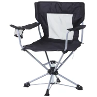 Outsunny® Campingstuhl mit Becherhalter Klappbar Oxford Schwarz(m-2)