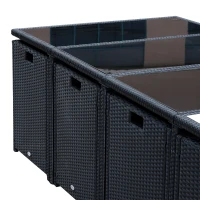 Outsunny® 13 tlg. Gartengarnitur Gartenmöbel Rattan Schwarz(m-10)