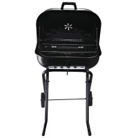 Outsunny Holzkohlegrill mit Rädern, Grillwagen, Metall, Schwarz(m-7)