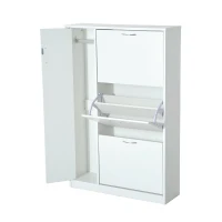 HOMCOM Schuhschrank Schuhkipper Schuhregal 3 Klappen Weiß(m-6)