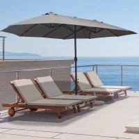 Outsunny® Doppelsonnenschirm mit Ständer Gartenschirm Marktschirm Terrasse Stahl Grau(m-1)