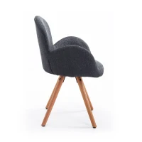 HOMCOM Polsterstuhl | Leinen, Schaumstoff, Holz | 55 x 53 x 81 cm | Grau, Natur(m-5)