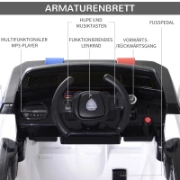 HOMCOM Kinderauto Kinderfahrzeug Elektroauto Polizeiauto mit Fernbedienung MP3 3–6 Jahre PP 106,5 x 66 x 52,6 cm(m-5)