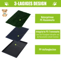 Pawhut Hundetoilette | Welpentoilette | Kunstrasen | Kunststoff | 76 x 51 x 3 cm | Grün, Schwarz(m-4)