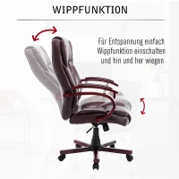 HOMCOM® Chefsessel Kunstleder Sitzhöhe 45-54 cm Braun(m-4)