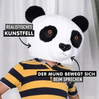 HOMCOM® Panda Tierkopfmaske | Einheitsgröße | Kostüm | Polyester | 44 x 40 x 36 cm | Weiß, Schwarz(m-3)
