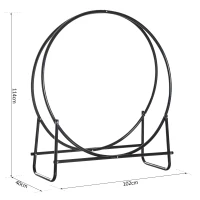 HOMCOM® Kaminholzständer Kaminholzregal Rund Stahl Schwarz(m-2)