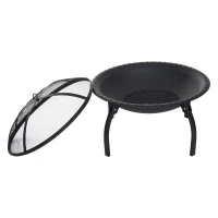 Outsunny® Feuerschale mit Funkenschutz klappbar 66cm Schwarz(m-7)