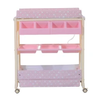 HOMCOM® Baby Wickeltisch mit Badewanne Mobil Rosa(m-2)