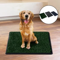 Pawhut Hundetoilette | Welpentoilette | Kunstrasen | Kunststoff | 76 x 51 x 3 cm | Grün, Schwarz(m-1)