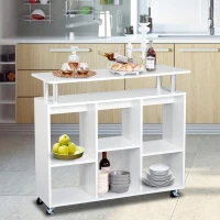 HOMCOM® Küchenwagen Servierwagen Rollwagen mit 6 Fächern Weiß(m-1)