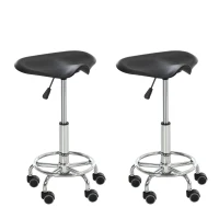 HOMCOM® Sattelhocker für Büro Salon Massage verstellbar Drehhocker Rollhocker Schwarz(m-2)
