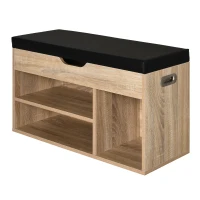 HOMCOM® Schuhbank Sitzbank Sitztruhe Eingangsbereich Diele PU Natur(m-1)