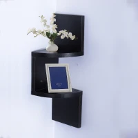 HOMCOM® Wandregal Eckregal Zickzackregal schwarz(m-1)