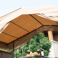 Outsunny Alu Hollywoodschaukel Gartenschaukel Pavillon Garten Schaukel 4 Person Tisch Braun(m-6)