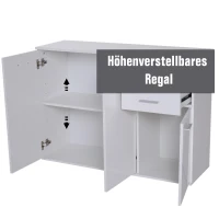 HOMCOM® Kommode Standschrank Sideboard Schubladenkommode Beistellschrank verstellbar Fach mit 2 Schubladen 106 x 35 x 76 cm(m-3)