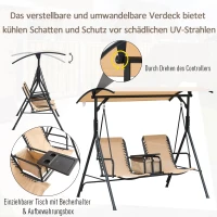 Outsunny® Hollywoodschaukel Gartenschaukel Sonnendach Aufbewahrungsbox Becherhalter Teslin(m-5)