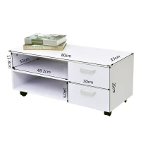 HOMCOM® Fernsehtisch Lowboard TV Board mit Schubläden und Rollen(m-2)