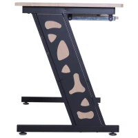 HOMCOM® Computertisch PC-Tisch mit Tastaturauszug Schreibtisch Metall Eiche Schwarz 100 x 60 x 75,5 cm(m-7)