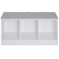 HOMCOM® Schuhbank mit Sitzkissen Schuhschrank Schuhregal Lowboard Garderobe Flur Diele Holz Weiß 89,6 x 35,6 x 47 cm(m-4)