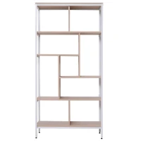 HOMCOM® Bücherregal mit 9 Würfeln | Holzregal | 80x35x160cm | Natur, Weiß(m-7)