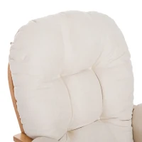 HOMCOM® Schaukelstuhl zum Stillen Entspannungsstuhl Stillstuhl Relaxsessel mit Hocker und Armlehne 120 kg  Belastbarkeit Holz Kunstwildleder Natur B96 x T60 x H96cm(m-4)