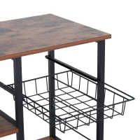 HOMCOM® Küchenregal Standregal Metallregal Multifunktion Drahtkorb Metall MDF Natur 90 x 38 x 87,5 cm(m-8)