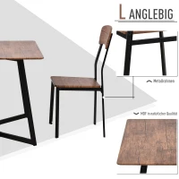 HOMCOM Essgruppe mit 2 Stühlen, Esszimmergarnitur, Sitzgruppe, Tischgruppe, Schwarz, 109 x 70 x 75 cm (Tisch), 50 x 48 x 95 cm (Stuhl)(m-5)