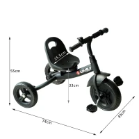 HOMCOM Dreirad Kinderdreirad Kleinkinder Rad Schwarz Metall(m-2)