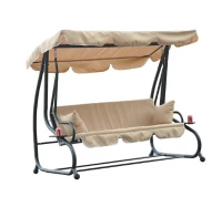 Outsunny Hollywoodschaukel Gartenschaukel mit Sonnendach Liegefunktion Beige(m-7)