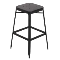 HOMCOM® 2er-Set Barhocker Bistrostuhl Küchenhocker Metallhocker mit Antirutschpads stapelbar Schwarz 44,5x44,5x75cm(m-7)