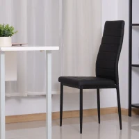 HOMCOM® 4er-Set Esszimmerstuhl Küchenstuhl Luxus Polsterstuhl Hochlehner Kunstleder + Metall Schwarz 51 x 41 x 97 cm(m-5)