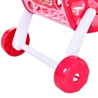 HOMCOM® Einkaufswagen für Kinder Kinderspielzeug Kaufladen Spielzeug Kunststoff Rosa(m-10)