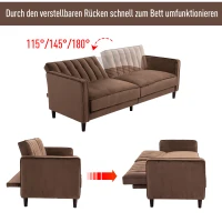 HOMCOM® Schlafsofa Sofabett Schlafcouch Flanell Metallrahmen Braun/ Grau(m-4)
