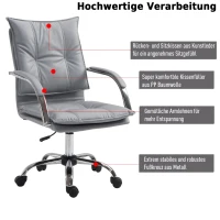 Vinsetto® Bürostuhl Drehstuhl höhenverstellbar rollbar ergonomisch PU grau 64 x 57 x (91–101) cm(m-5)