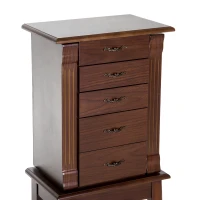 HOMCOM® Schmuckschrank mit Spiegel Schmuckkasten Holz Braun(m-6)