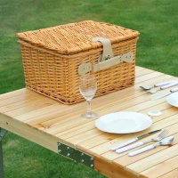 Outsunny® 11tlg. Picknickkorb Picknick Set Picknickkoffer Camping Korb mit Geschirr(m-6)