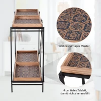 HOMCOM® Beistelltisch Couchtisch Konsolentisch Faltbar mit 4 Fächer Aufbewahrung Vintage-Muster MDF 120 x 40 x 84 cm(m-6)