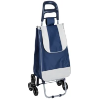 HOMCOM® Einkaufstrolley Einkaufsroller klappbar mit Treppensteiger Blau(m-3)