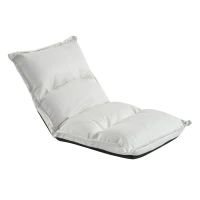 HOMCOM® Sitzkissen Relaxliege Liege Bodenkissen Sitzsack verstellbar mit Lehne Weiß(m-1)