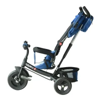 HOMCOM® Kinderdreirad mit Dach Lenkstange Kinderwagen Schieber Blau(m-5)