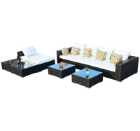 Outsunny 20-tlg. Alu Polyrattan Gartenmöbelset Lounge Liege mit 3 Beistelltische Neu(m-1)