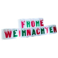 HOMCOM Weihnachtsdeko | Aufblasbar | Frohe Weihnachten Schriftzug | Beleuchtet | 250 x 25x 75 cm | Weiß, Rot, Grün(m-3)