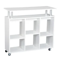 HOMCOM® Küchenwagen Servierwagen Rollwagen mit 6 Fächern Weiß(m-3)