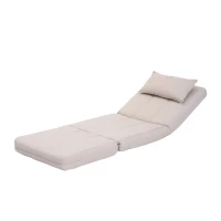 HOMCOM klappbarer Schlafsessel Schlafsofa Gästebett creme(m-2)