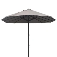Outsunny® Doppelsonnenschirm mit Ständer Gartenschirm Marktschirm Terrasse Stahl Grau(m-6)