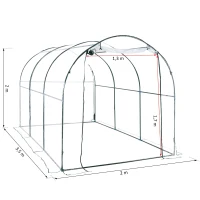 Outsunny® Foliengewächshaus 3,5x2x2m transparent mit Stahlrohrrahmen(m-3)