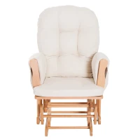 HOMCOM® Schaukelstuhl zum Stillen Entspannungsstuhl Stillstuhl Relaxsessel mit Hocker und Armlehne 120 kg  Belastbarkeit Holz Kunstwildleder Natur B96 x T60 x H96cm(m-8)