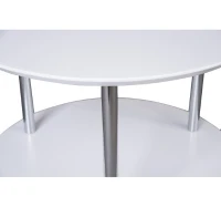 Beistelltisch Tisch Couchtisch Rund Ø56, 4cm MDF Wohnzimmertisch mit Räder schwarz/weiß Homcom (weiß)(m-4)